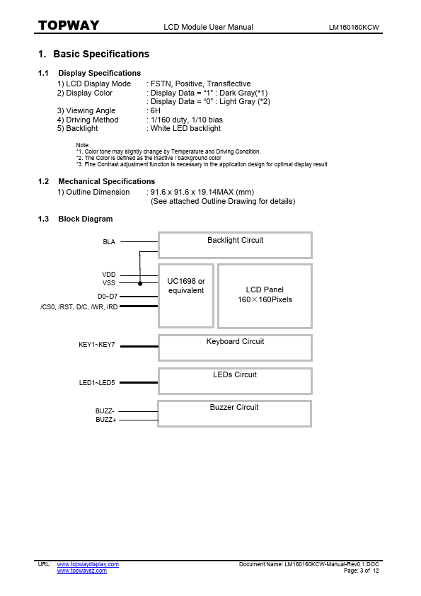 LM160160KCW