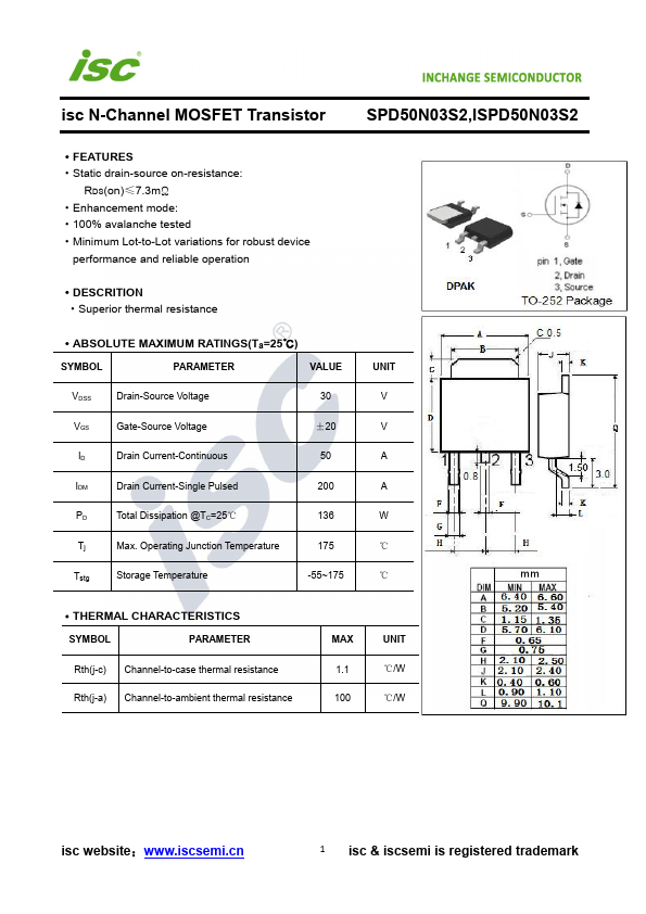 SPD50N03S2