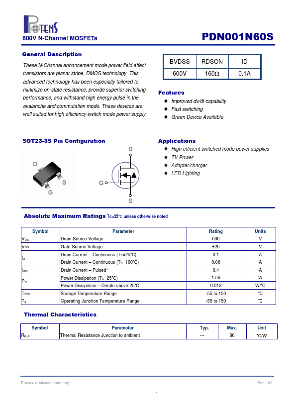 PDN001N60S