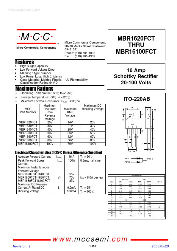 MBR16100FCT