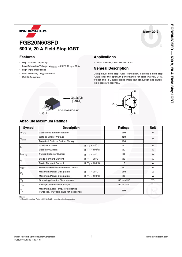 FGB20N60SFD