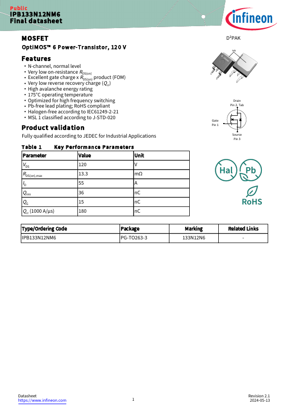 IPB133N12NM6