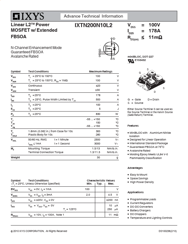 IXTN200N10L2