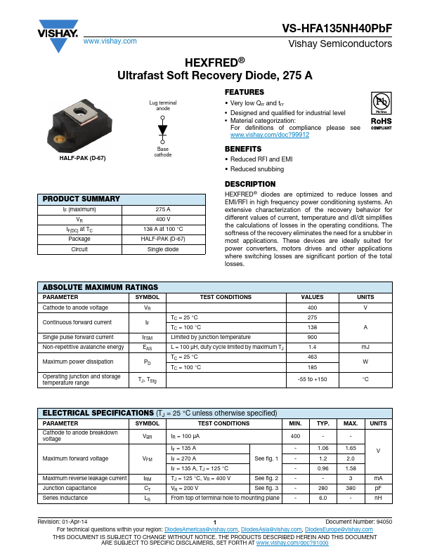 VS-HFA135NH40PbF