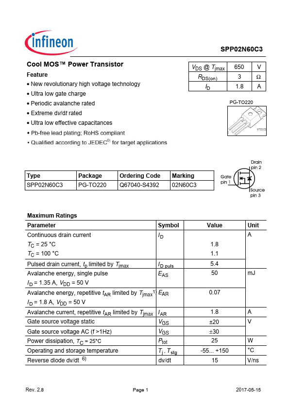 SPP02N60C3