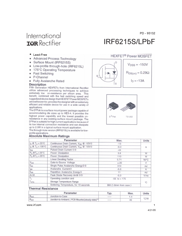 IRF6215SPBF