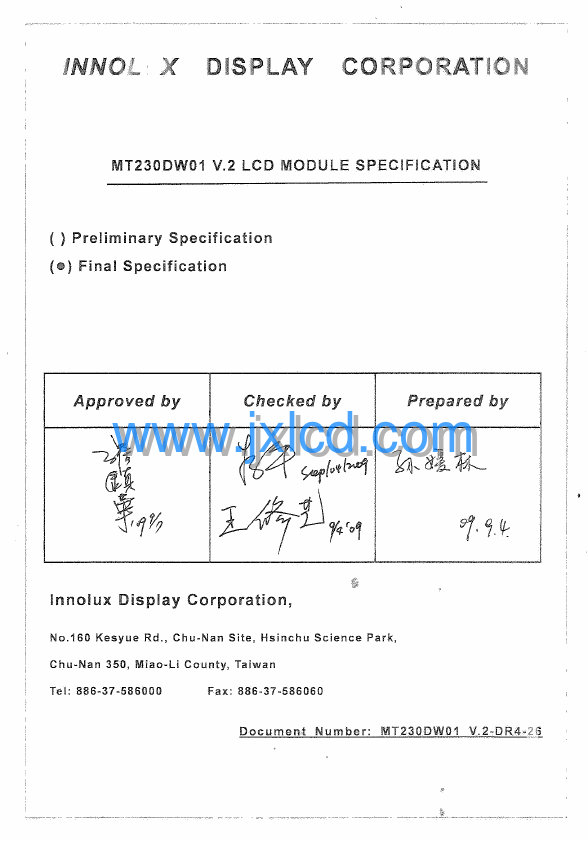 MT230DW01-V2