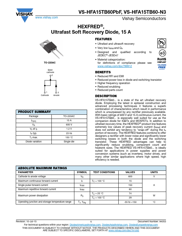 VS-HFA15TB60PbF