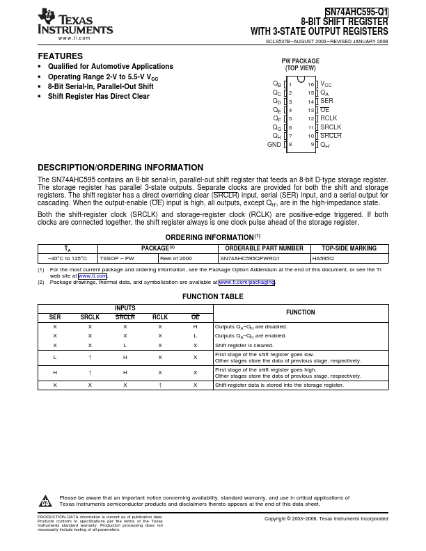 SN74AHC595-Q1