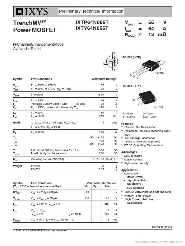 IXTP64N055T