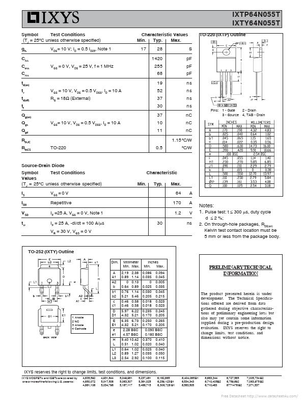 IXTP64N055T