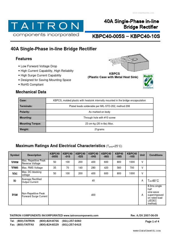 KBPC40-10S