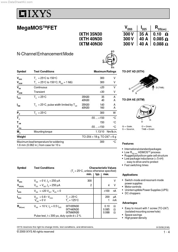 IXTH40N30