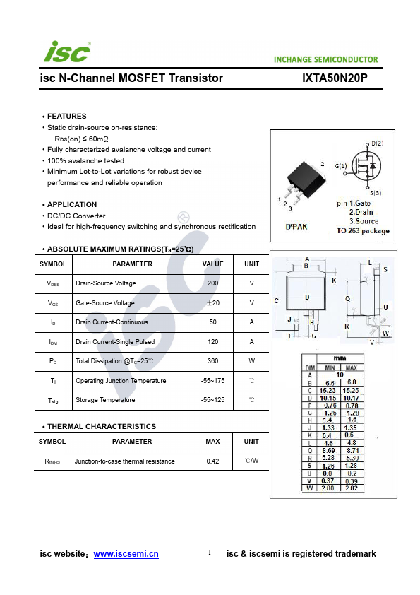 IXTA50N20P