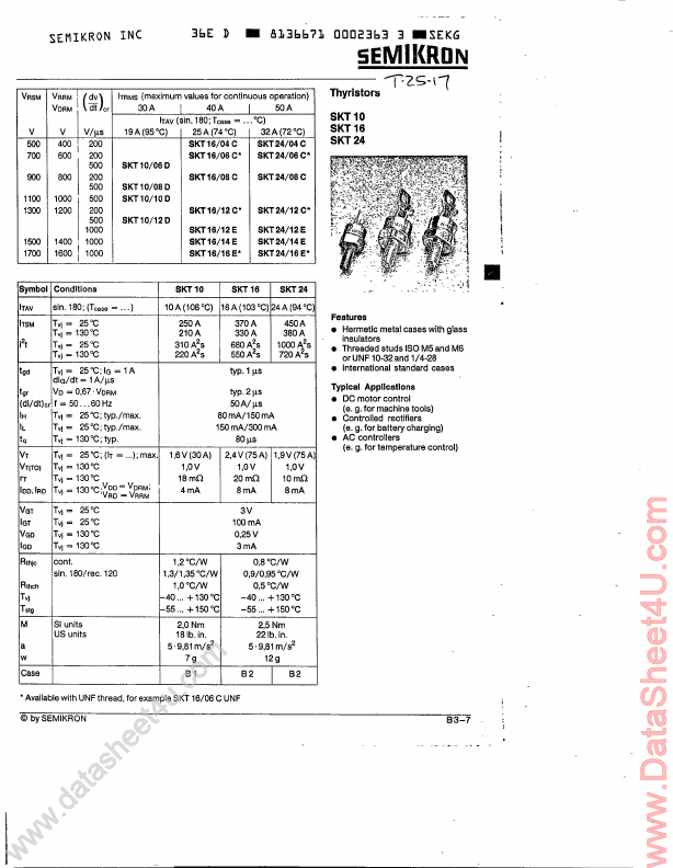 Skt16 Datasheet Pdf Skt16xx Skt10xx Thyristors 5554