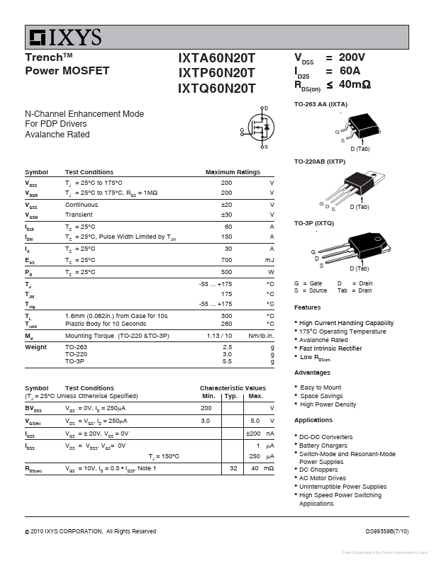 IXTQ60N20T