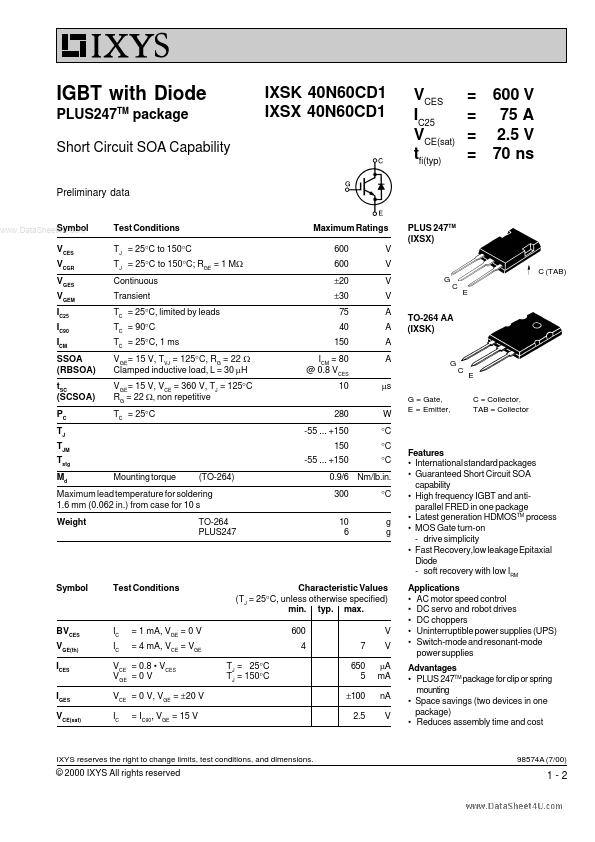 IXSK40N60CD1