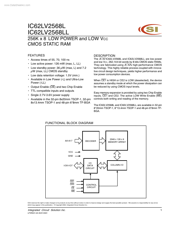 IC62LV2568LL