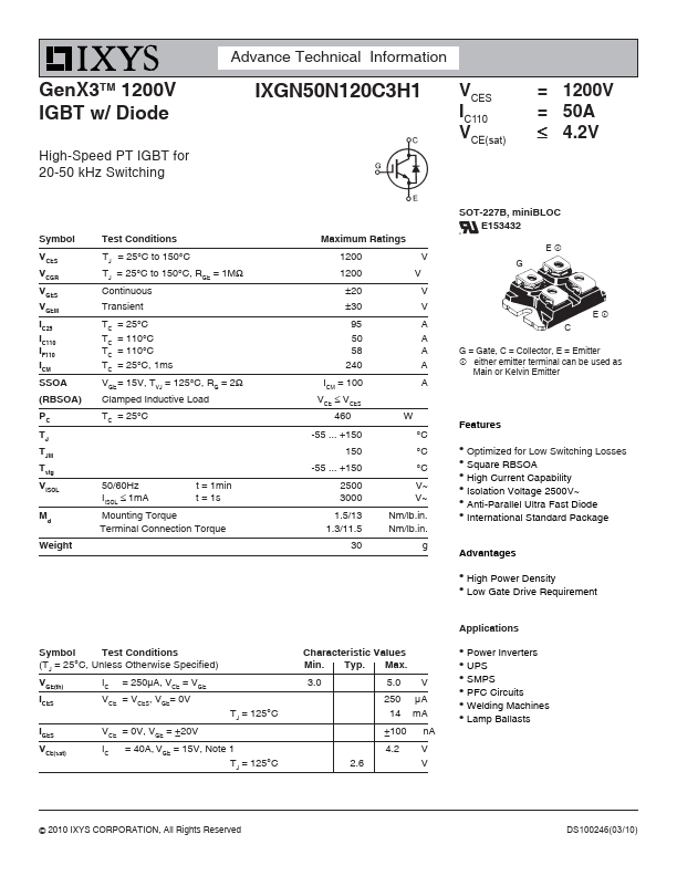 IXGN50N120C3H1