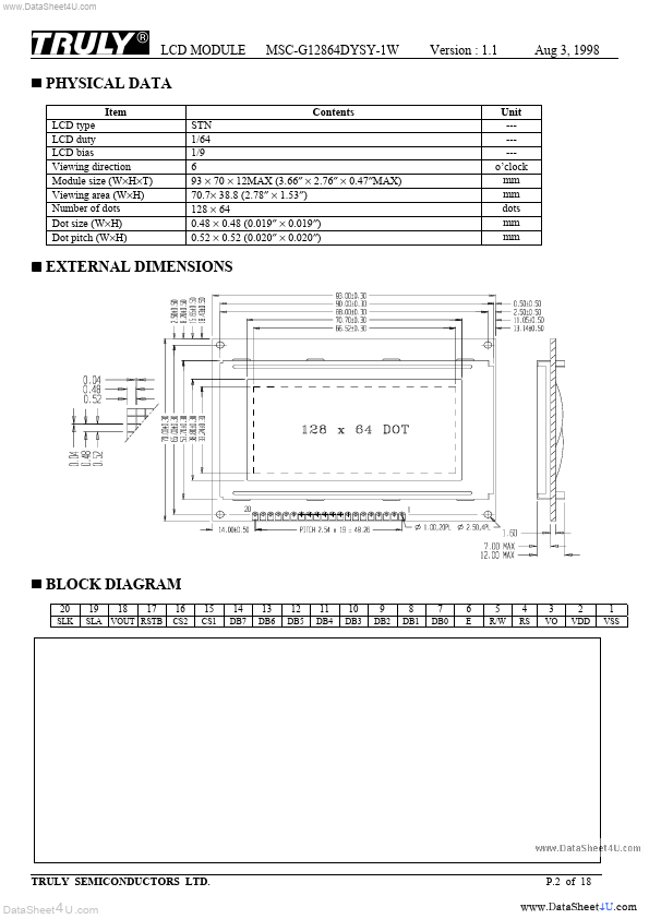 MSC-G12864DYSY-1W