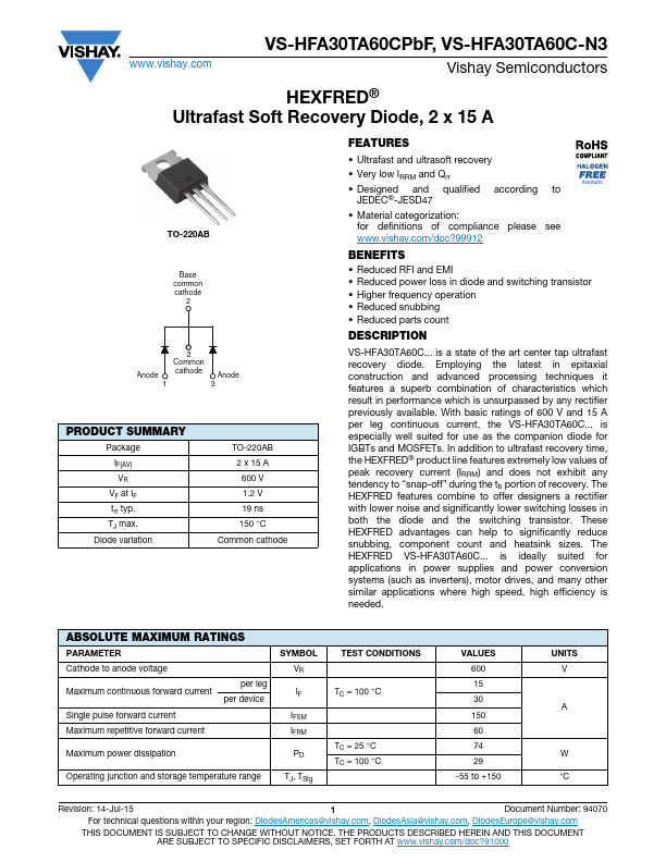 VS-HFA30TA60CPbF