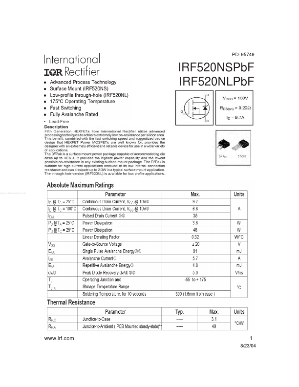 IRF520NLPBF