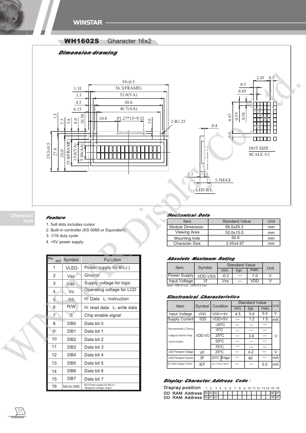 WH1602S