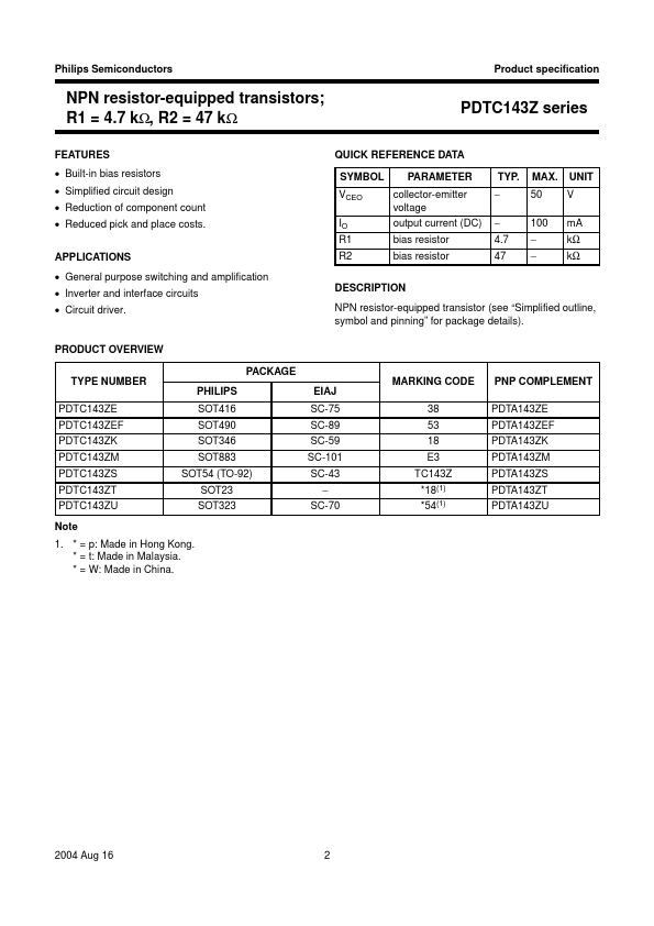 PDTC143ZS